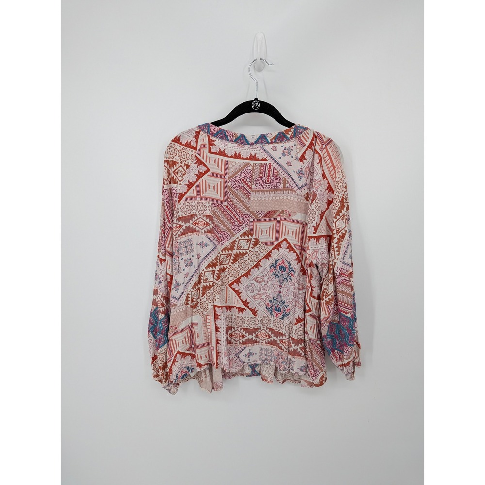 Savanna Jane Blouse Women 1X Multicolor Boho Embroidered Peasant Top Southwest - Picture 3 of 6